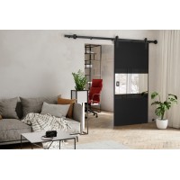 Bīdāmās durvis ar spoguli MIA - Loft, melns Bīdāmās durvis ar spoguli MIA - Loft, melns